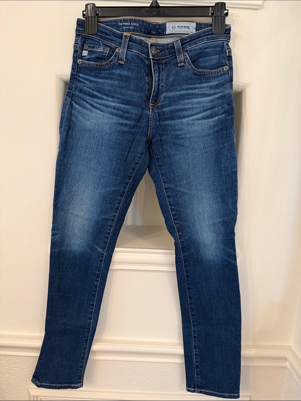 AG Women's Medium-Dark Blue Straight Leg Jeans